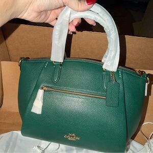 Coach dark pine Pebble Leather Elise bag with strap